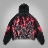 Hearujoy Gothic skull flame graphic print pullover oversized hoodies for women Y2K high street hip hop niche simple baggy sweatshirt